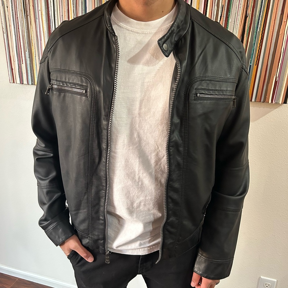 Faux Leather Men’s Jacket